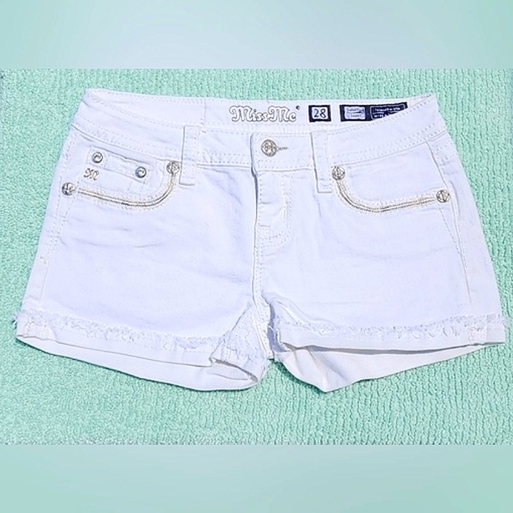 Miss Me White Denim Shorts